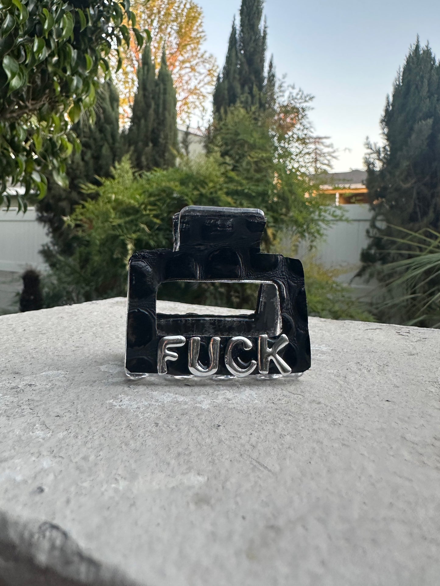 'FUCK' FAUX CROC / PLASTIC HAIR CLIP MINI
