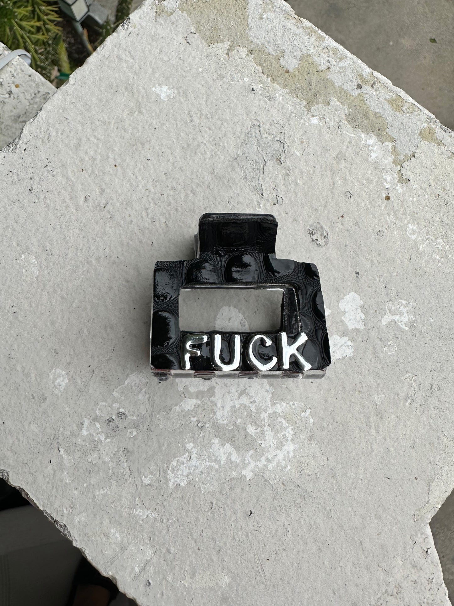 'FUCK' FAUX CROC / PLASTIC HAIR CLIP MINI