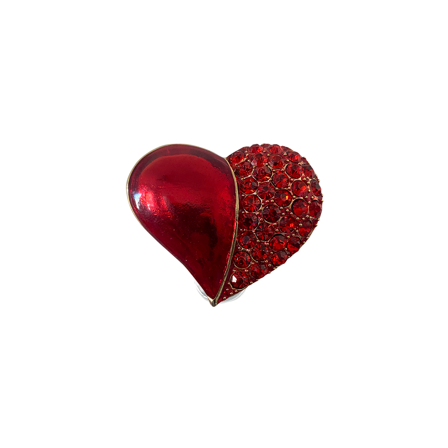 JUICY SPLIT RHINESTONE METALLIC HEART // RED