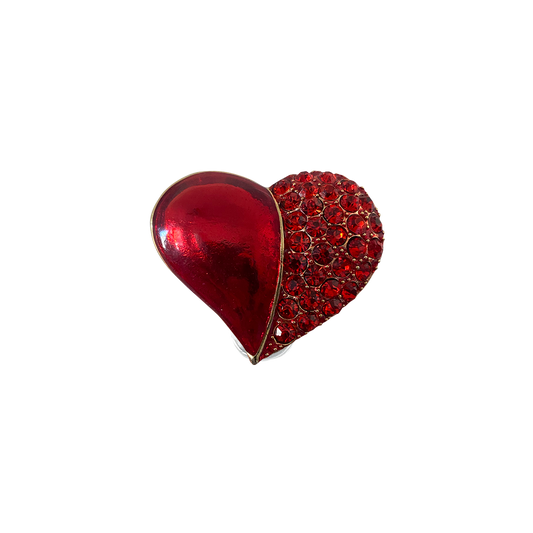 JUICY SPLIT RHINESTONE METALLIC HEART // RED