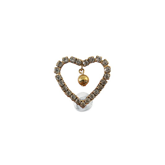 CRYSTAL RHINESTONE HEART DROP // GOLD