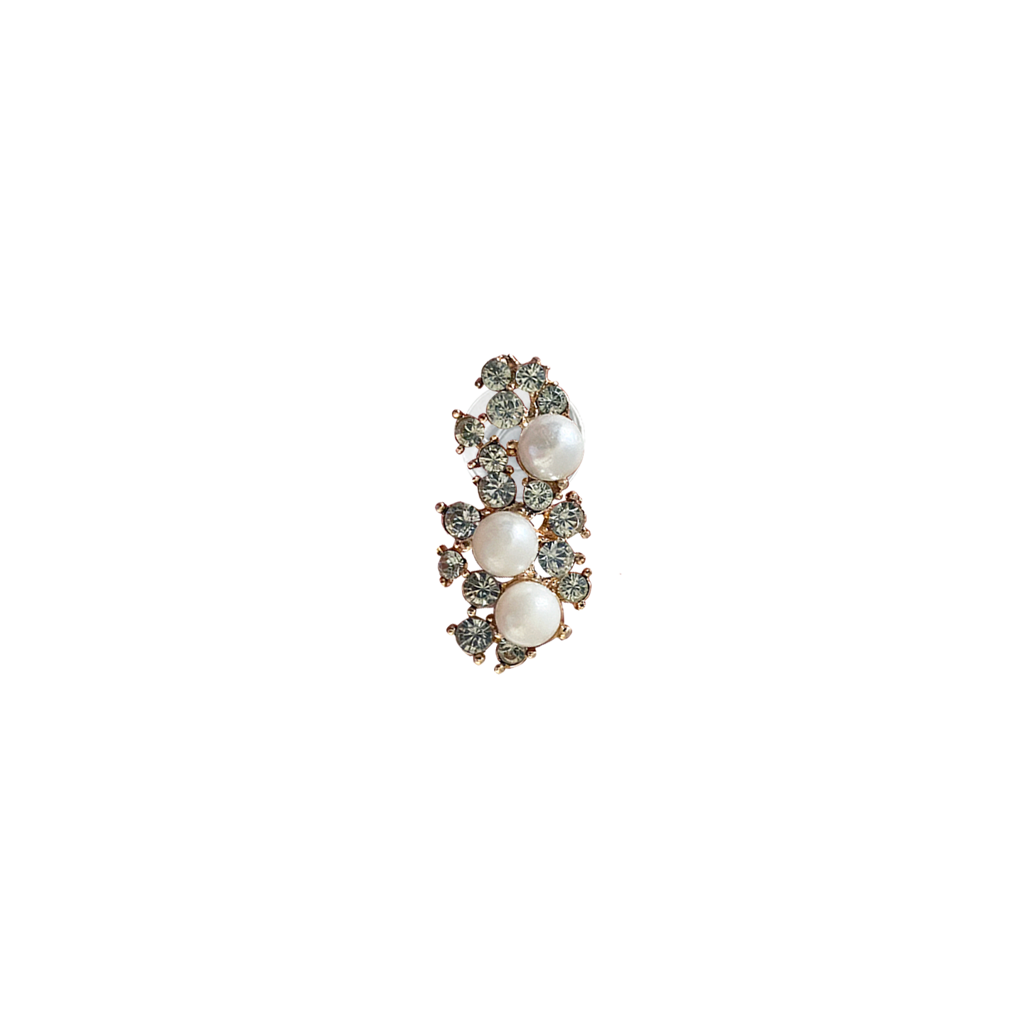 CRYSTAL RHINESTONE PEARL CLUSTER // GOLD