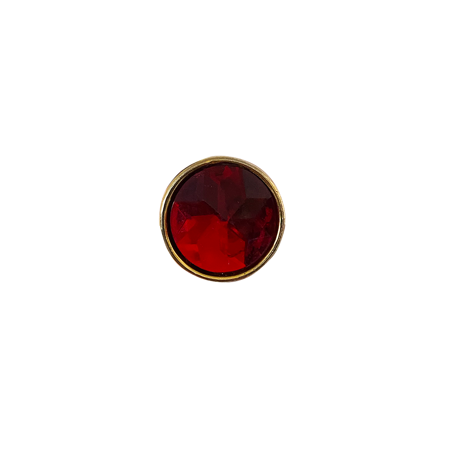 ROUND CUT BEVELED RED CRYSTAL // GOLD