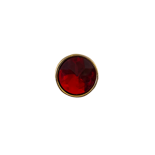 ROUND CUT BEVELED RED CRYSTAL // GOLD