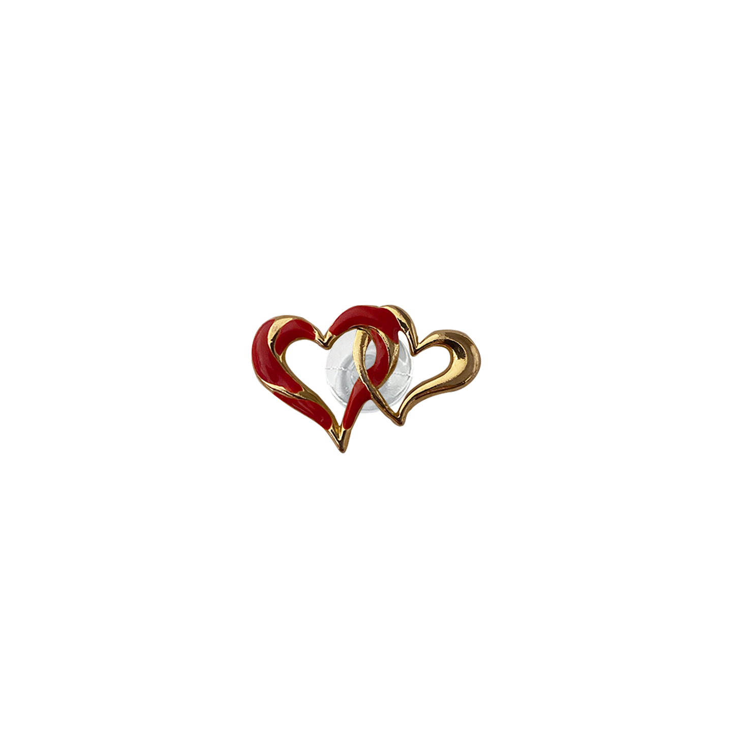 RED ENAMEL INTERLOCKED HEART // GOLD