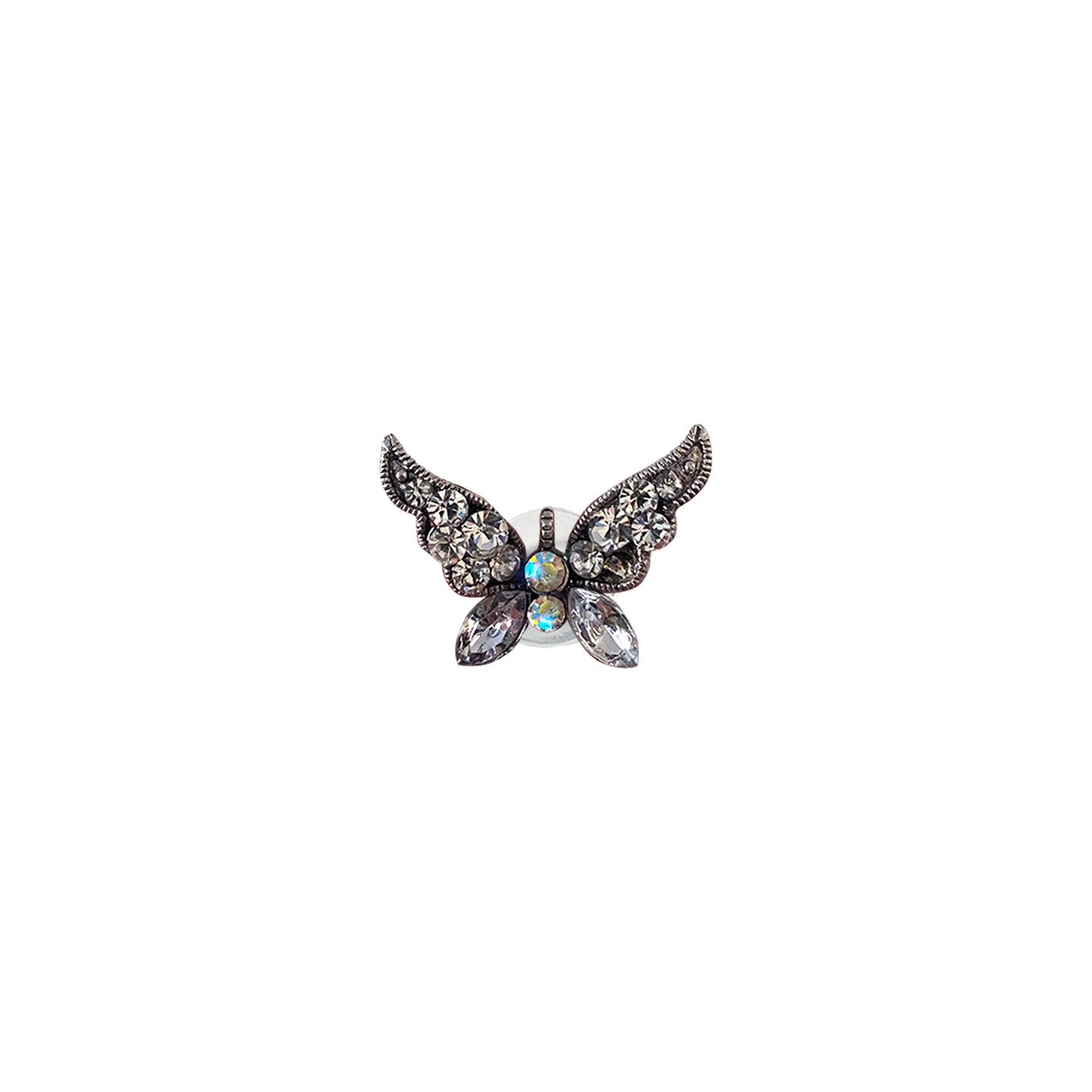 GOTHIC IRIDESCENT RHINESTONE BUTTERFLY // SILVER