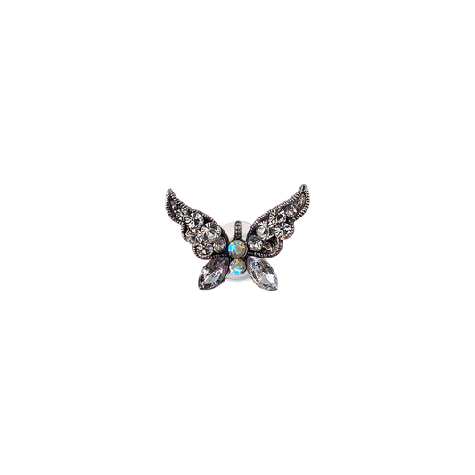 GOTHIC IRIDESCENT RHINESTONE BUTTERFLY // SILVER