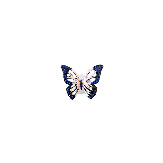 PINK + BLUE GOTHIC RHINESTONE BUTTERFLY // BLACK