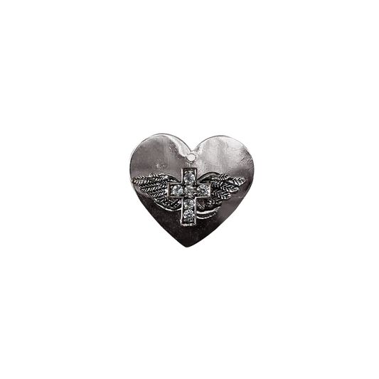 DARK ANGEL RHINESTONE SHINY HEART // SILVER