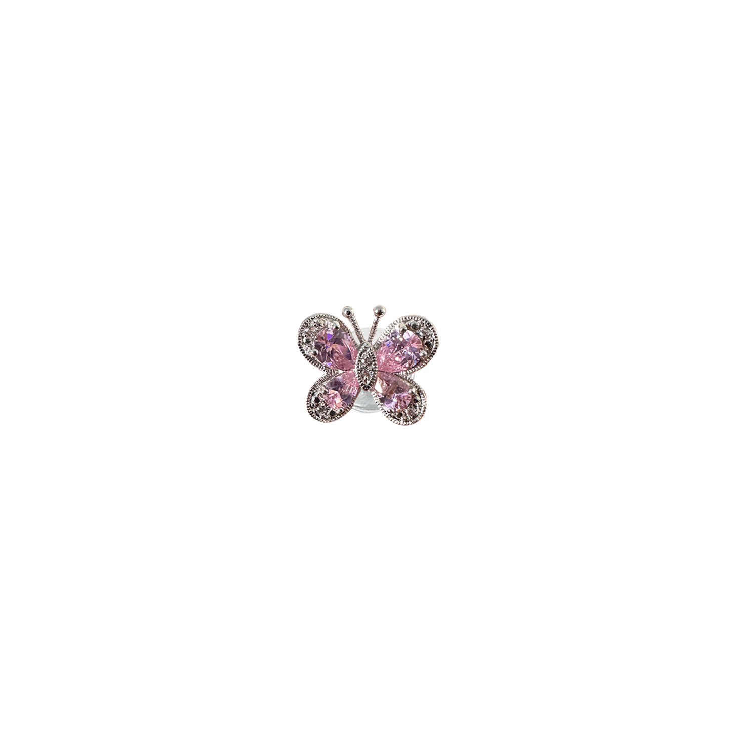 SPARKLY PINK CZ BUTTERFLY // SILVER