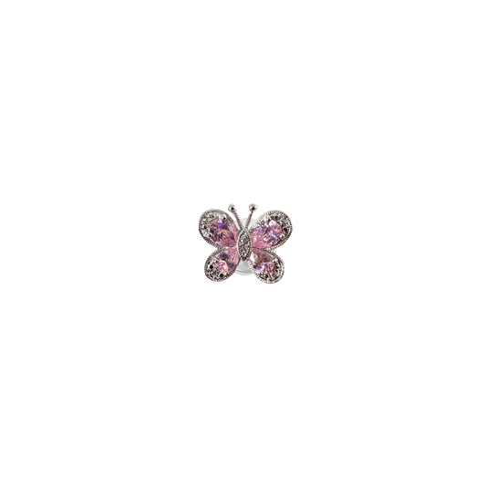 SPARKLY PINK CZ BUTTERFLY // SILVER