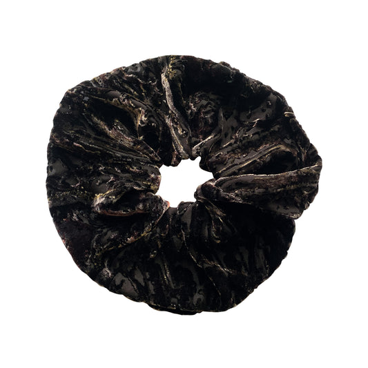 EARTH TONE VELVET BURNOUT SCRUNCHIE