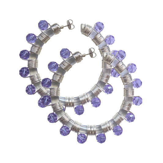 TRANSLUCENT CRYSTAL HOOPS - GRAPE JUICE