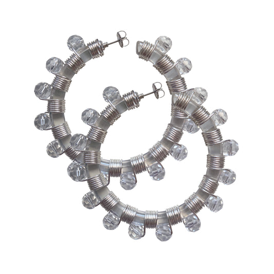 TRANSLUCENT CRYSTAL HOOPS - ICE