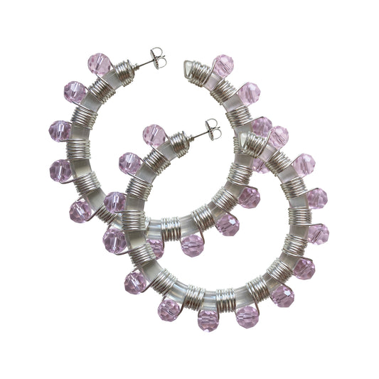 TRANSLUCENT CRYSTAL HOOPS - ROSE WATER